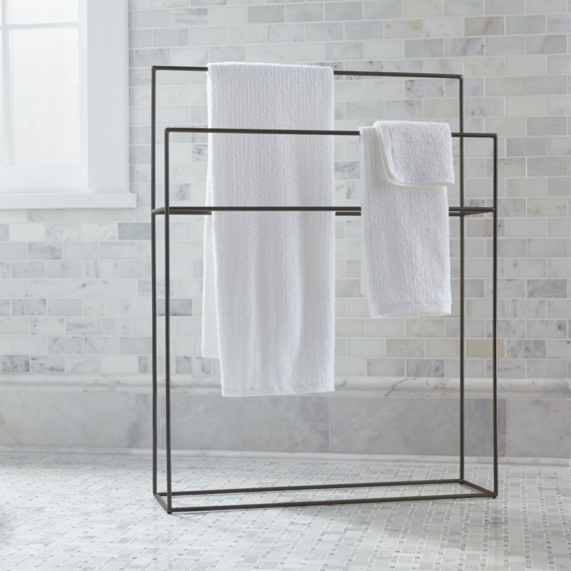 Jackson Gunmetal Standing Towel Rack + Reviews | Crate and Barrel