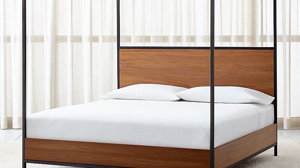 James Walnut With Black Frame Canopy Bed Crate And Barrel