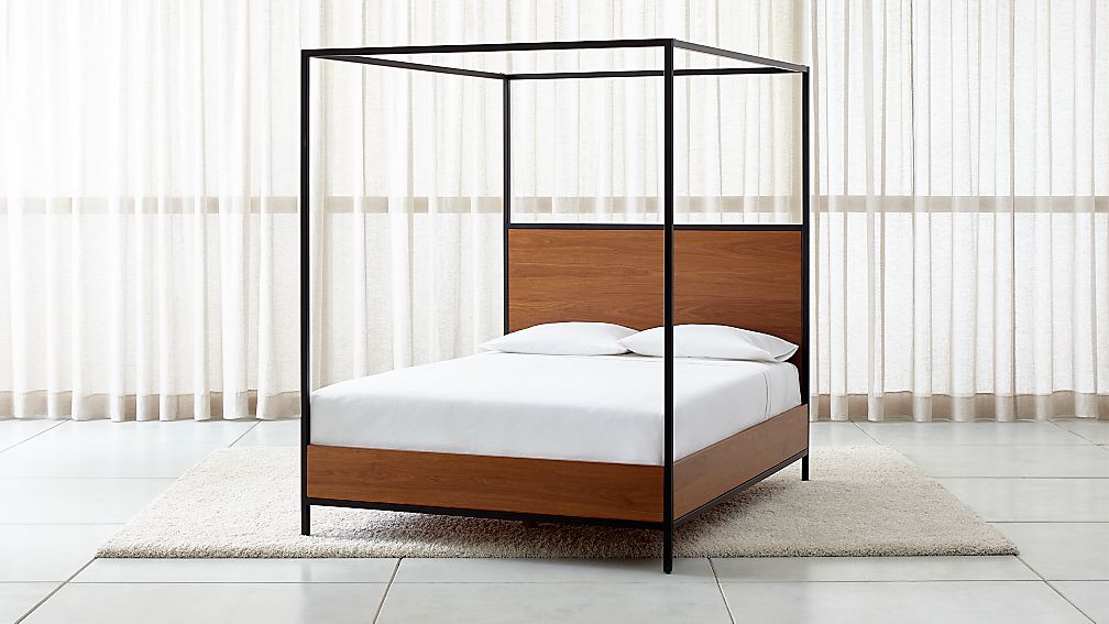 James Walnut With Black Frame Queen Canopy Bed Reviews Crate And James Walnut With Black Frame Queen Canopy Bed Reviews Crate And Barrel