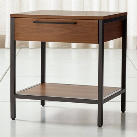 James Walnut With Black Frame Nightstand