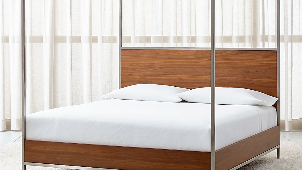James Walnut With Stainless Steel Frame Canopy Bed Crate And Barrel