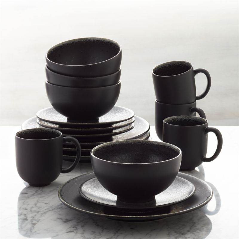 black and white dinner set