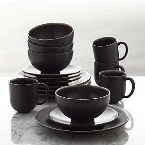 black matte dinnerware set