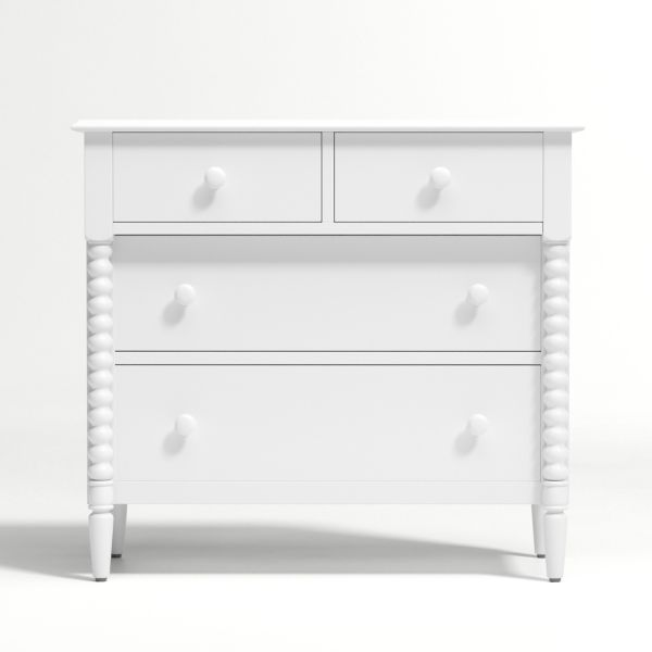 Jenny Lind White Wood Narrow 4-Drawer Kids Dresser