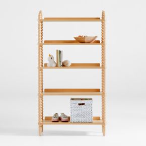 Image of Jenny Lind 33" Maple Wood Spindle 5-Shelf Tall Kids Bookcase