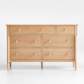 Image of Jenny Lind 54" Maple Wood Wide 7-Drawer Kids Dresser
