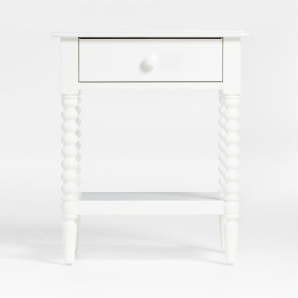 Jenny Lind White Wood Spindle Kids Nightstand with Drawer