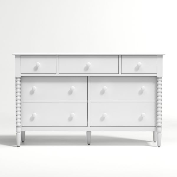 Jenny Lind White Wood Wide 7-Drawer Kids Dresser
