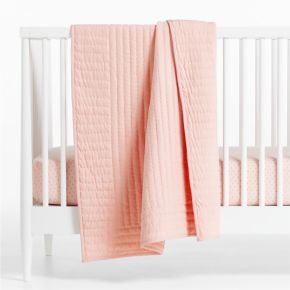Image of Comfy Tee Keepsake Stitched Pink 100% Organic Cotton Jersey Crib Quilt