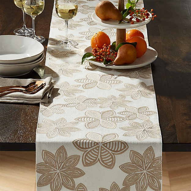Joplin Embroidered Table Runner 120" + Reviews Crate and Barrel