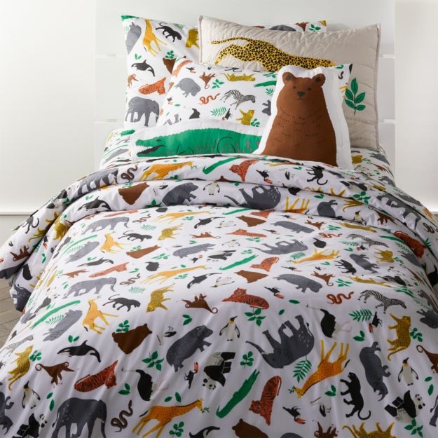 Organic Jungle Animal Twin Duvet Cover + Reviews | Crate