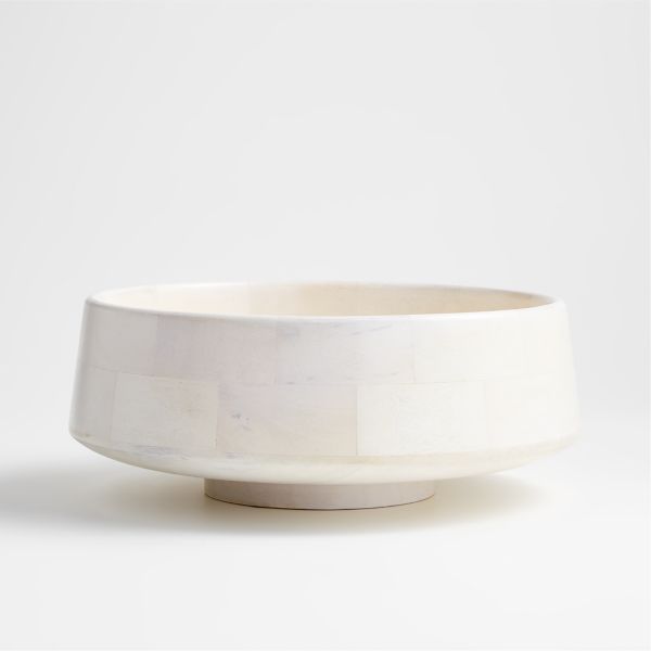 Katin White Wood Centerpiece Bowl 13.8