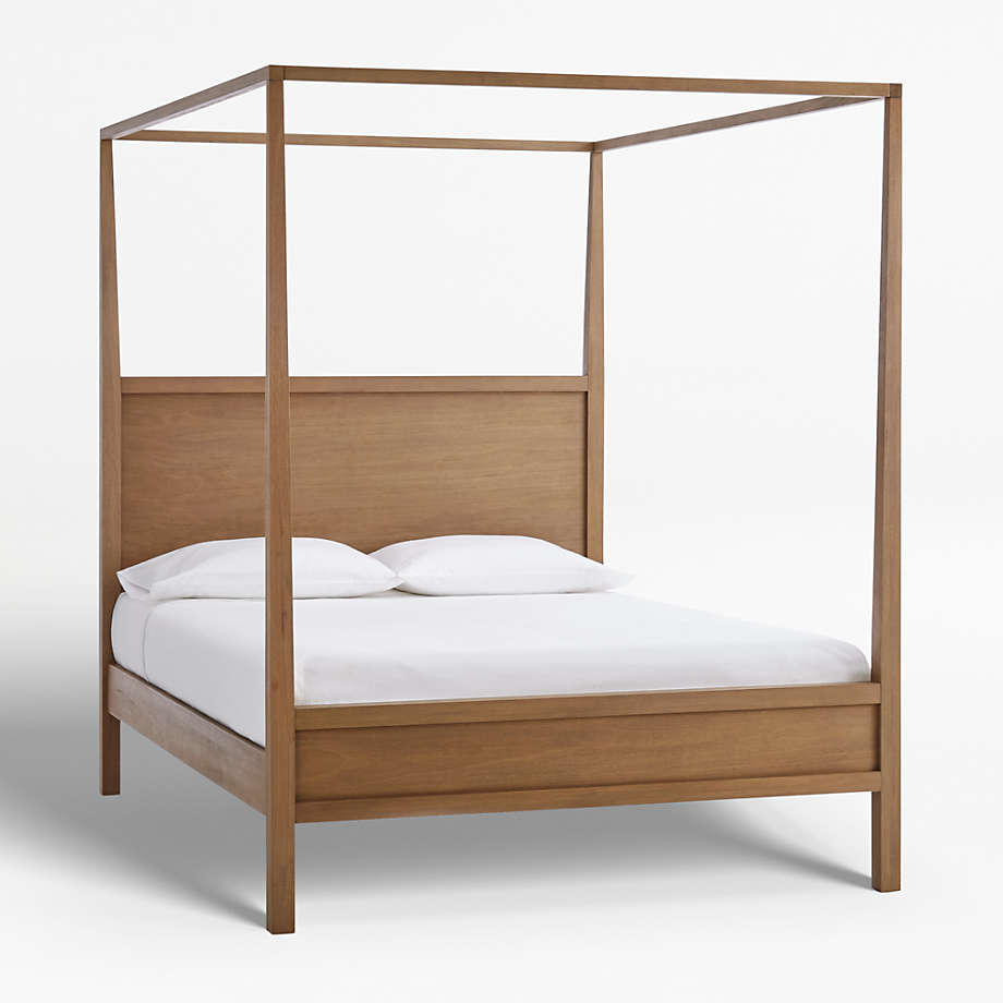 Keane Driftwood Queen Wood Canopy Bed + Reviews Crate and Barrel Canada