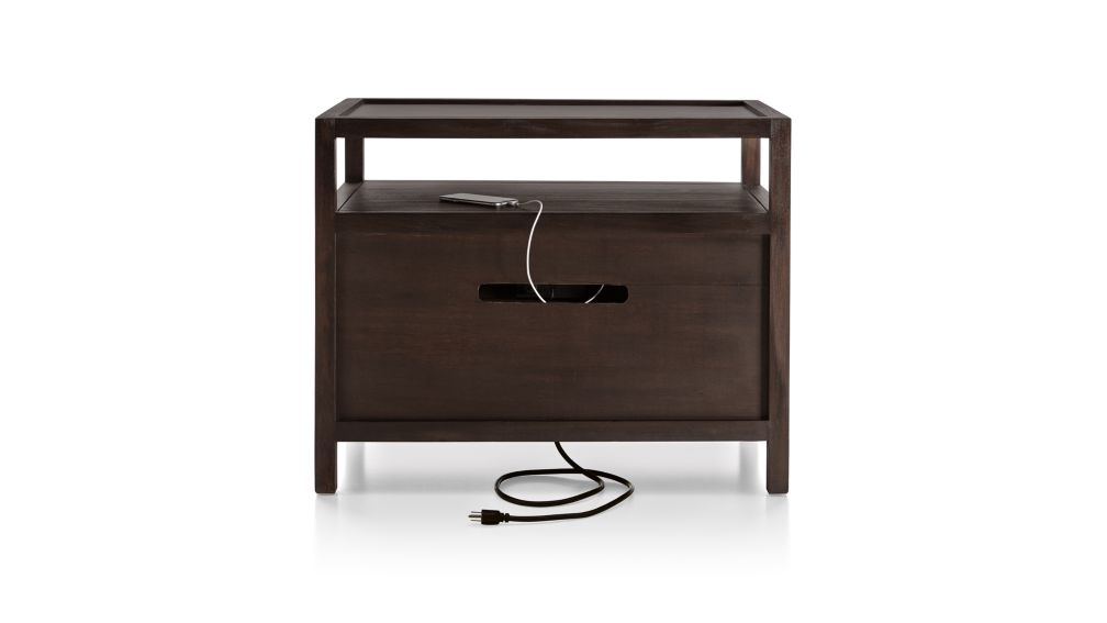 Keane Solid Wood Nightstand with Power Outlet Crate and Barrel