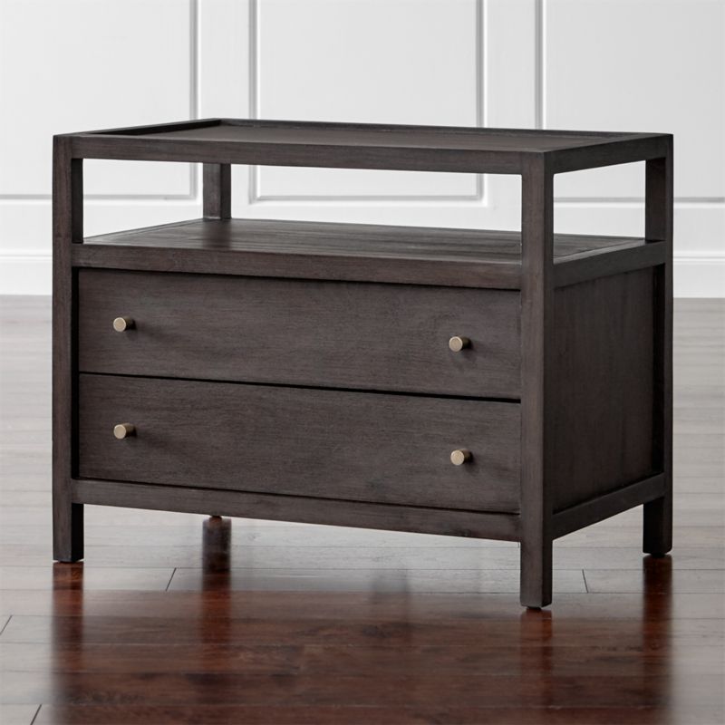 keane wenge solid wood charging nightstand + reviews | crate and barrel