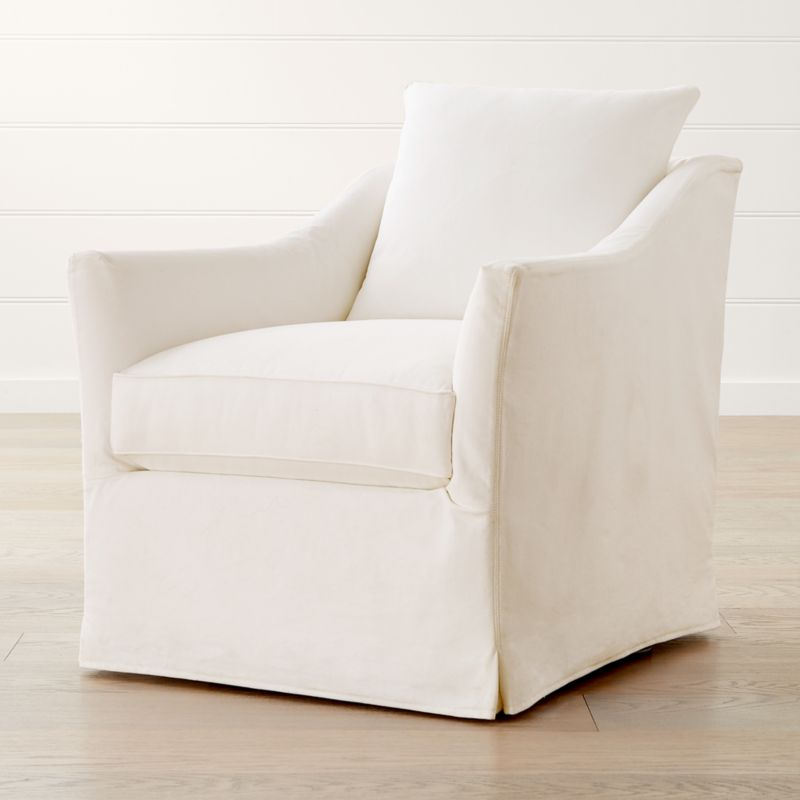 slipcovered swivel glider chair