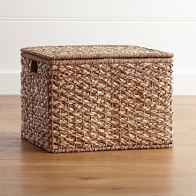 Kelby Large Square Lidded Basket | Crate and Barrel