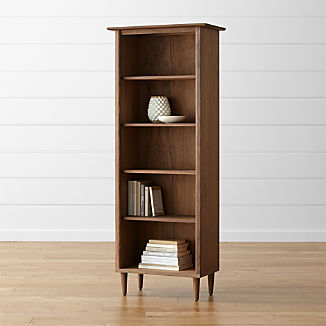 Bookcases Wood Metal And Gl Crate Barrel Kendall Walnut Bookcase