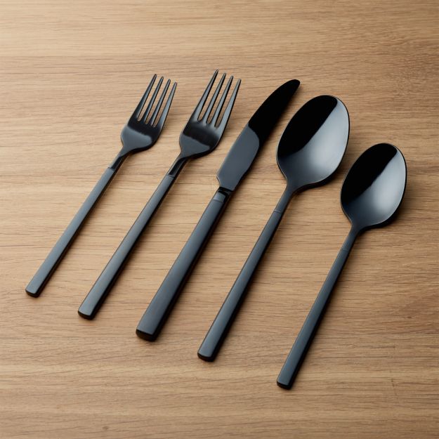 Kenton Black 20Piece Flatware Set + Reviews Crate and Barrel
