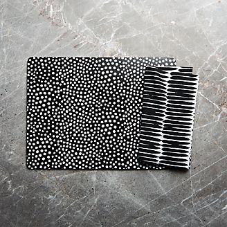 Kinzey Hard Black Placemat and Dinner Napkins Set of Four