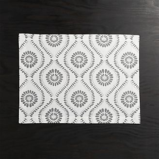 Placemats Napkins Vinyl Cloth Woven Crate And Barrel Kiran Grey Medallion Placemat