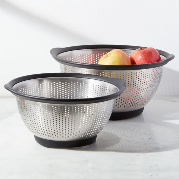 KitchenAid Stainless Steel Black Colander Crate and Barrel