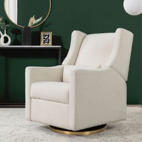 Image of Babyletto Kiwi Ivory Boucle Nursery Power Glider Recliner Chair with Gold Base