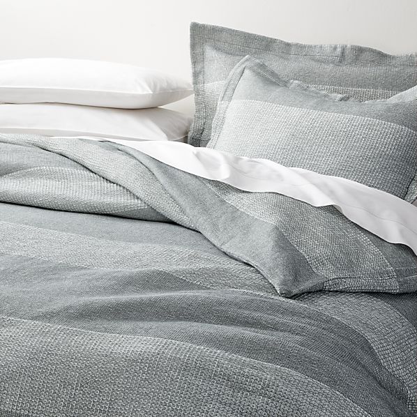 Kiyomi Grey Striped Duvet Covers And Pillow Shams Crate And Barrel