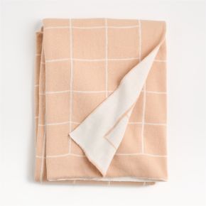 Image of Knit Grid Elegant Pink Baby Stroller Blanket