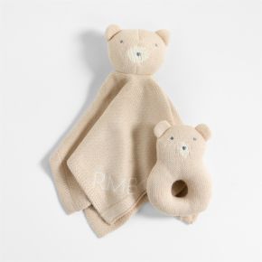 Image of Bear Knit Lovey and Rattle Gift Set