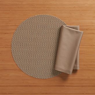Chilewich ® Knitty Neutral Vinyl Placemat and Fete Brindle Cotton Napkin