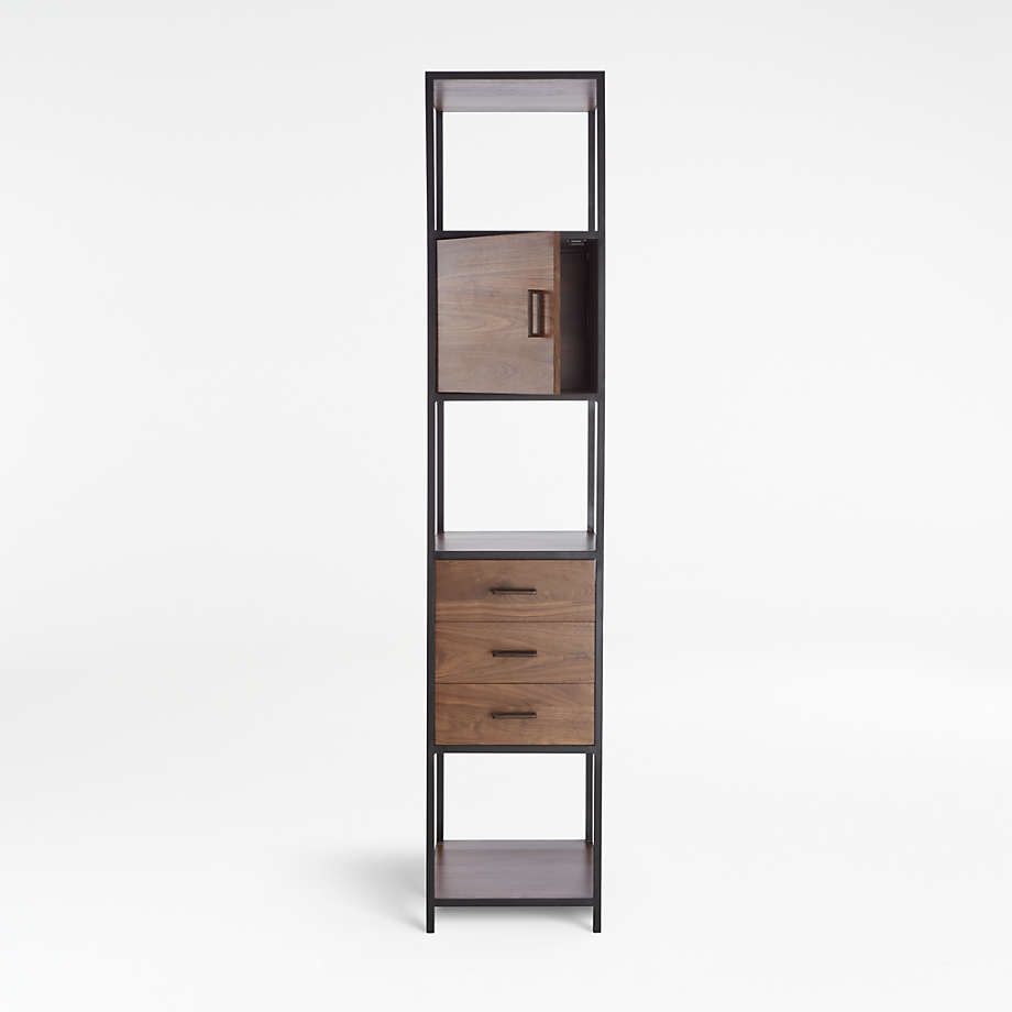 Knox Black Tall Narrow Storage Bookcase + Reviews Crate and Barrel