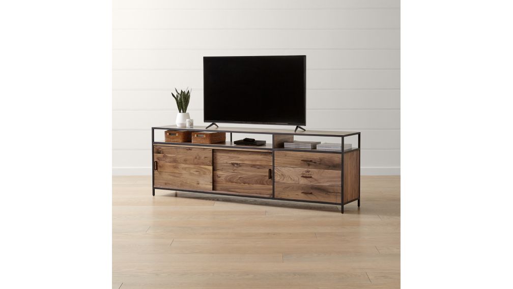 Knox Black 90" Industrial Media Console + Reviews Crate and Barrel