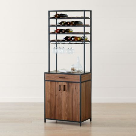 Knox Black Tall Storage Wine Tower Reviews Crate And Barrel