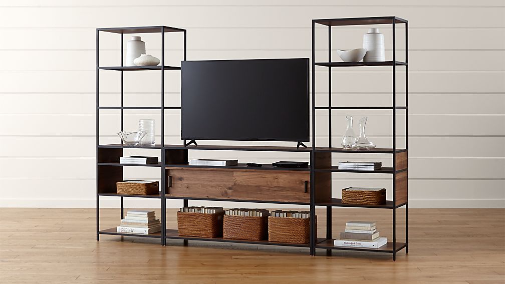 Cb2 Free Shipping >> Knox Media Console with 2 Tall Open Bookcases + Reviews ... Cb2 Free Shipping >> Knox Media Console with 2 Tall Open Bookcases + Reviews ...