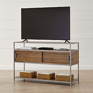 Tv Stands Media Consoles Cabinets Crate And Barrel Knox Nickel 56 Media Console