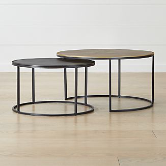 Accent Tables Coffee Console End Side Crate And Barrel Knurl Nesting Coffee Tables Set Of Two