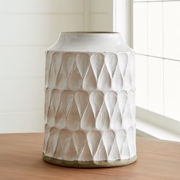 Kora White Textured Vase Reviews Crate And Barrel