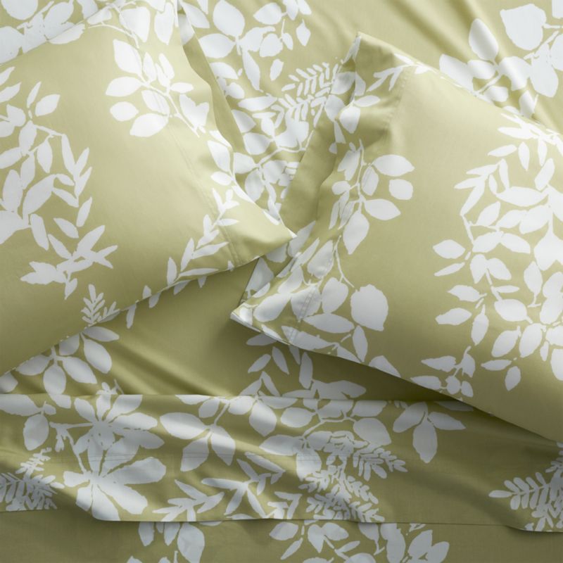 Marimekko Kukkula Green Sheets and Pillow Cases Crate and Barrel