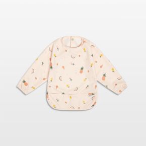 Image of Lalo Grapefruit Pink Fruit Print Smock Bib