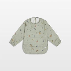 Image of Lalo Sage Green Fruit Print Smock Bib