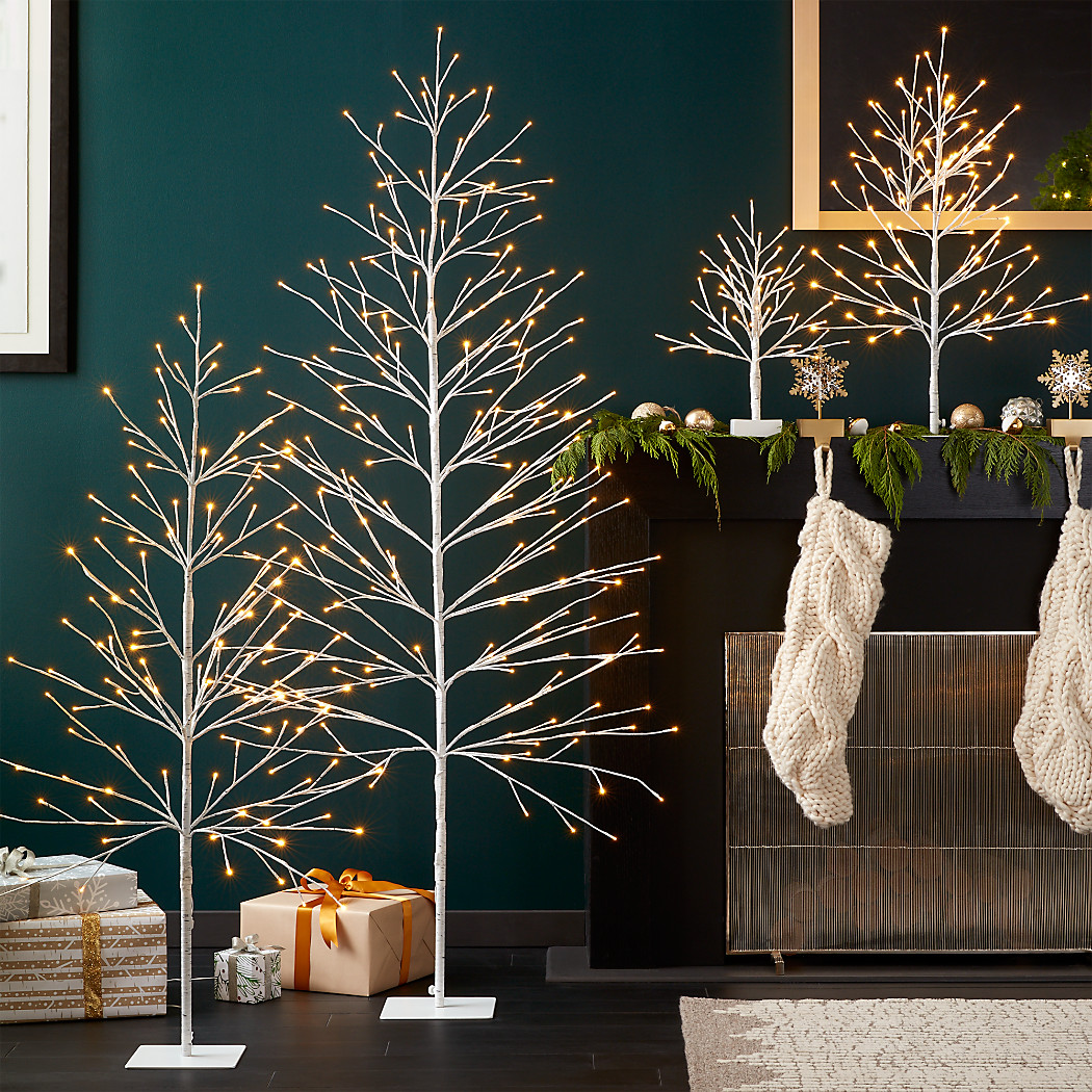 Https Images Crateandbarrel Com Is Image Crate Ledbirchgroupfhf17 Web Product Lg 170831140234 Led Outdoor Christmas Tree Modern Christmas Home Decor Crate