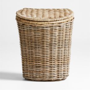 Image of Poplar Woven Wicker Kids Hamper with Lid and Handle by Leanne Ford