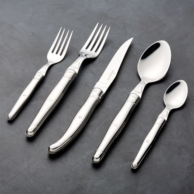 Laguiole Brushed Stainless Steel 20-Piece Flatware Set + Reviews ...