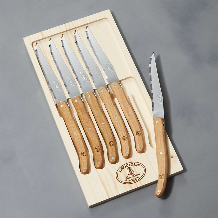 Laguiole Oak Steak Knives, Set of 6 + Reviews Crate and Barrel