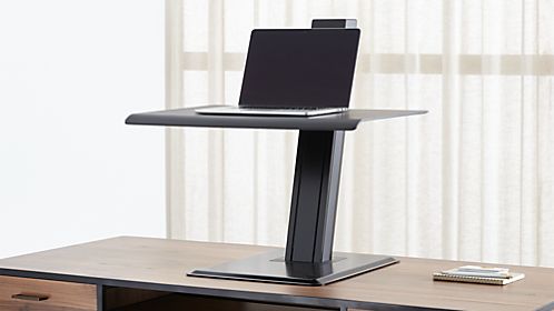 Modern Home Office Desks Crate And Barrel Humanscale Black Laptop Quickstand Eco Standing Desk Converter