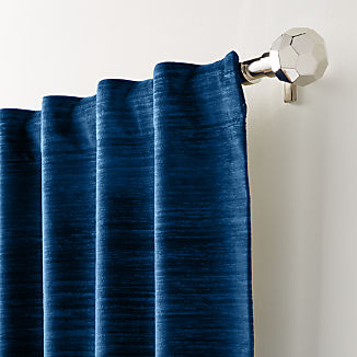 Laras Blue Velvet Curtain Panel