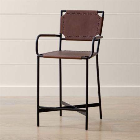 Laredo Brown Leather Counter Stool