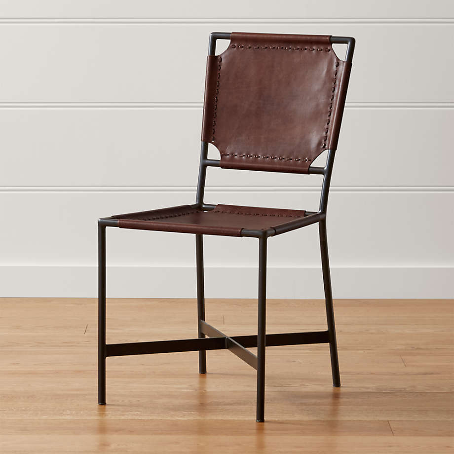 Laredo Brown Leather Dining Chair + Reviews | Crate and Barrel