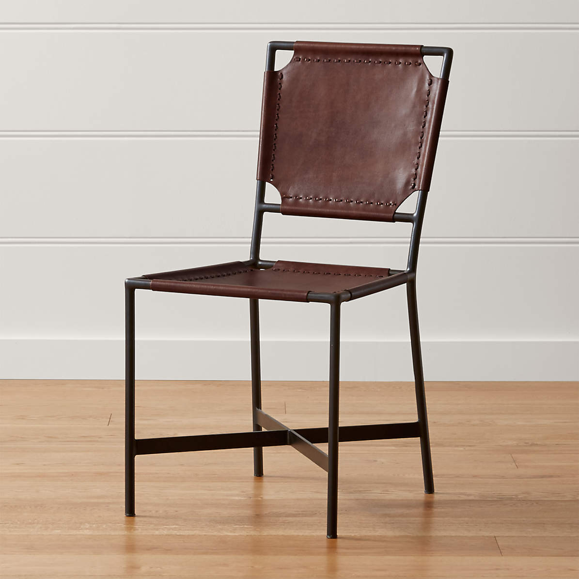 laredo brown leather dining chair  reviews  crate and barrel